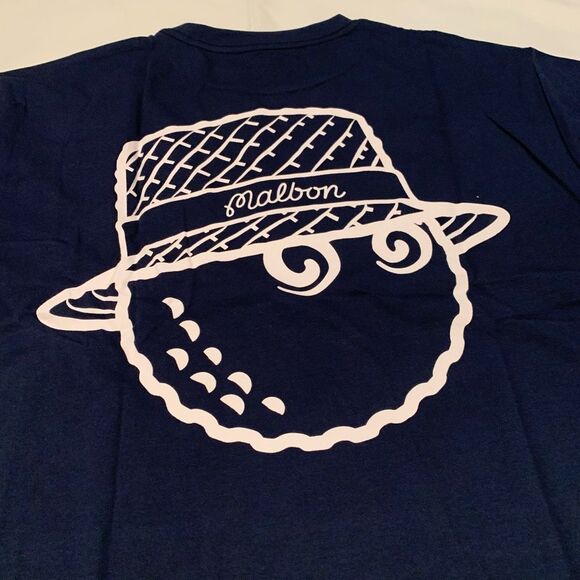 *RESERVED* Malbon Golf sz XXL Bucket Hat Bon Script SS Logo T-shirt Round Navy - Picture 2 of 6